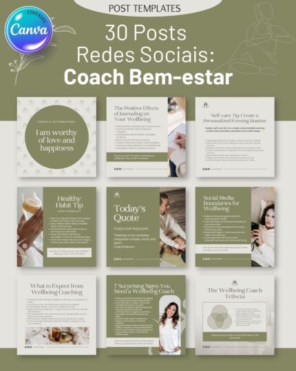 30 Posts Redes Sociais: Coach Bem-estar