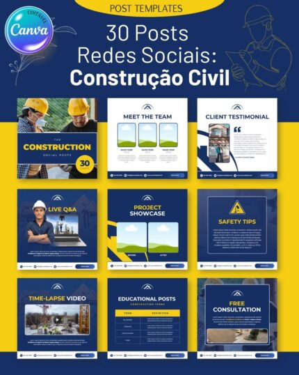 30 Posts Redes Sociais: Construção Civil